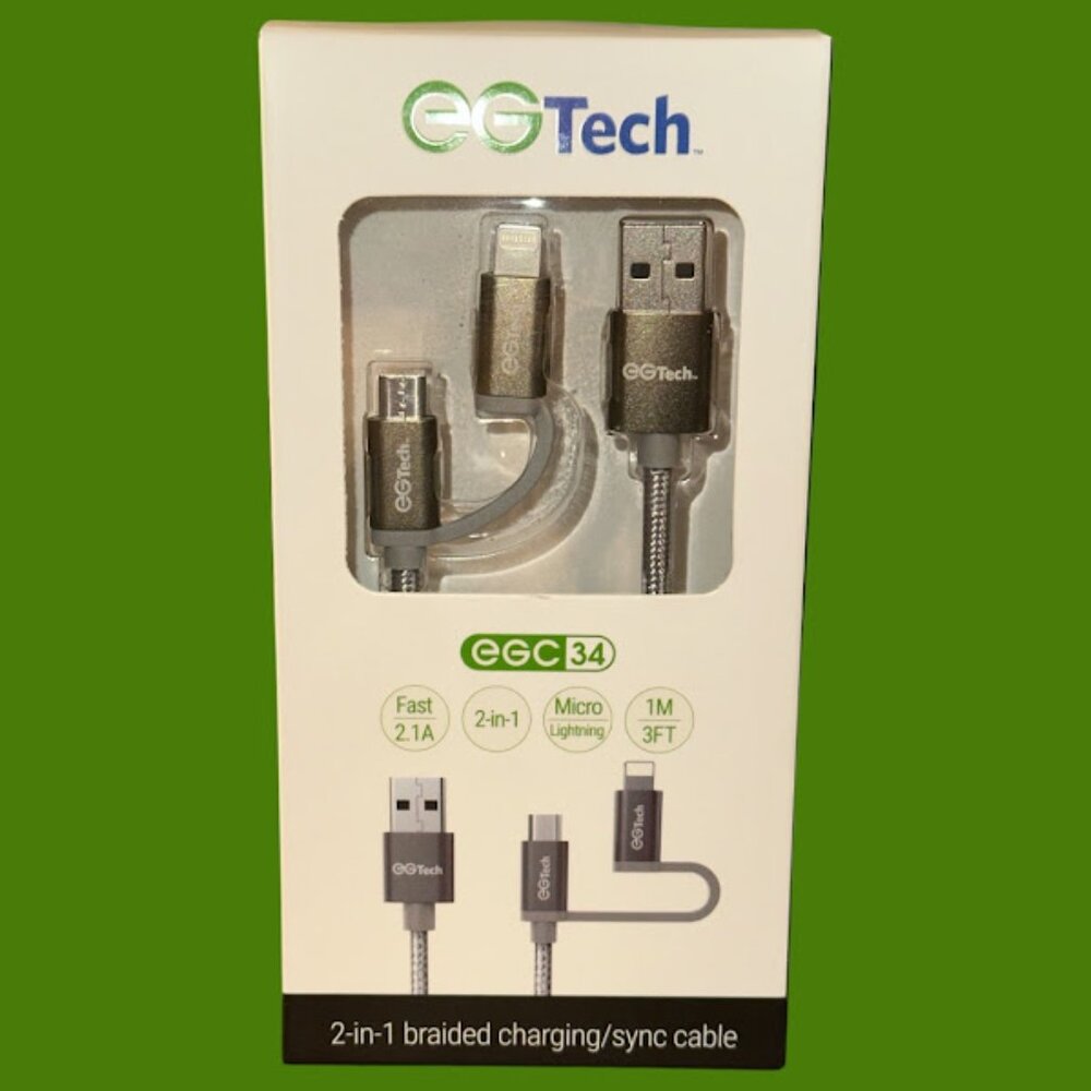 EG Tech 2-in-1 Braided Charging/Sync Cable (H19)